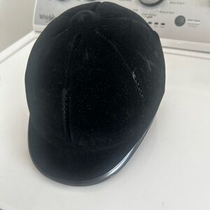 Equestrian-Style Velvet Riding Helmet - Black
